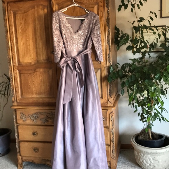 jessica howard lace surplice bodice taffeta ball gown